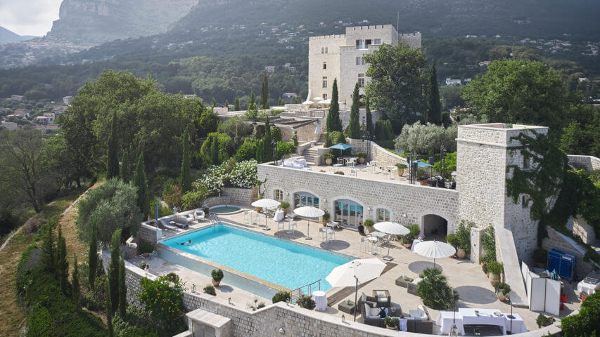 Chateau outside Nice courtyard with swimming pool