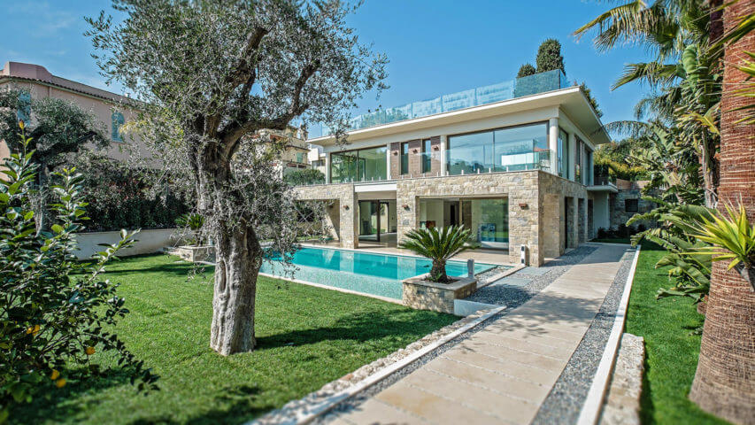 Beautiful villa outside Grasse garden with tree and swimming pool