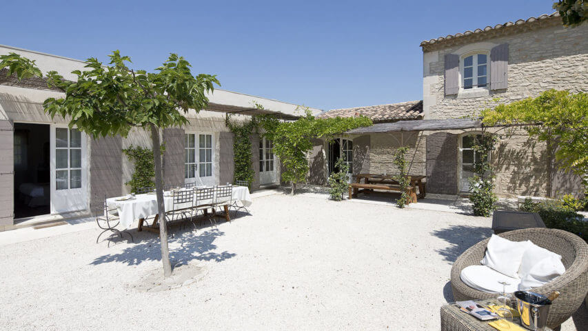 Saint Remy de Provence courtyard with a tree